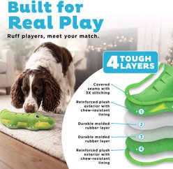 Outward Hound Tough Skinz Stuffing-Free Alligator Plush Dog Toy, Green, Medium slide 2 of 6