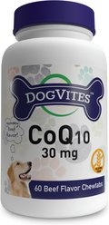 Dog-Vites by HTN CoQ10 Heart Care Beef Flavored Chewable Tablet Supplement for Dogs, 30 mg, 60 count