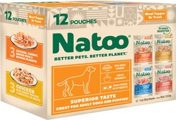 Natoo Variety Pack All-Lifestages Limited Ingredient Chicken Wet Dog Food Topper, 2.4-oz bag, case of 12