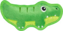 Outward Hound Tough Skinz Stuffing-Free Alligator Plush Dog Toy, Green, Medium