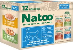 Natoo Variety Pack All-Lifestages Limited Ingredient Chicken Wet Cat Food Topper, 2.4-oz bag, case of 12