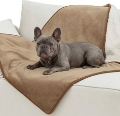 Bedsure Waterproof Sherpa Fleece Reversible Furniture Protector Dog & Cat Throw Blanket, Camel, Medium