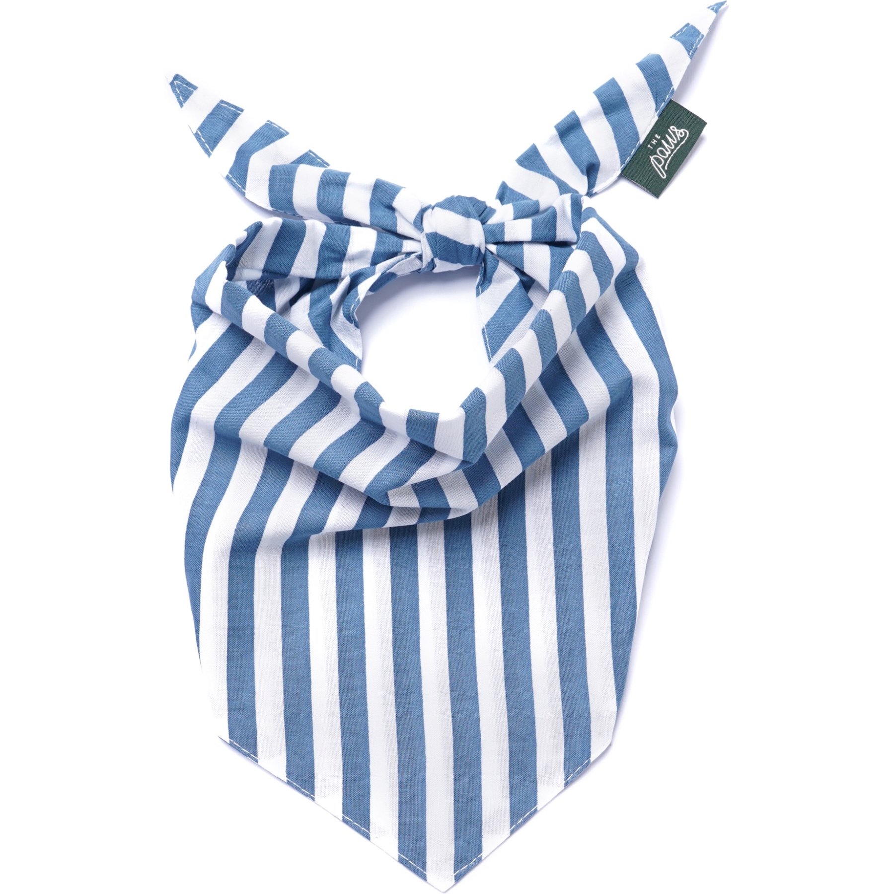 The Paws Harbour Machine Washable Stripes Dog & Cat Bandana, Blue, Large