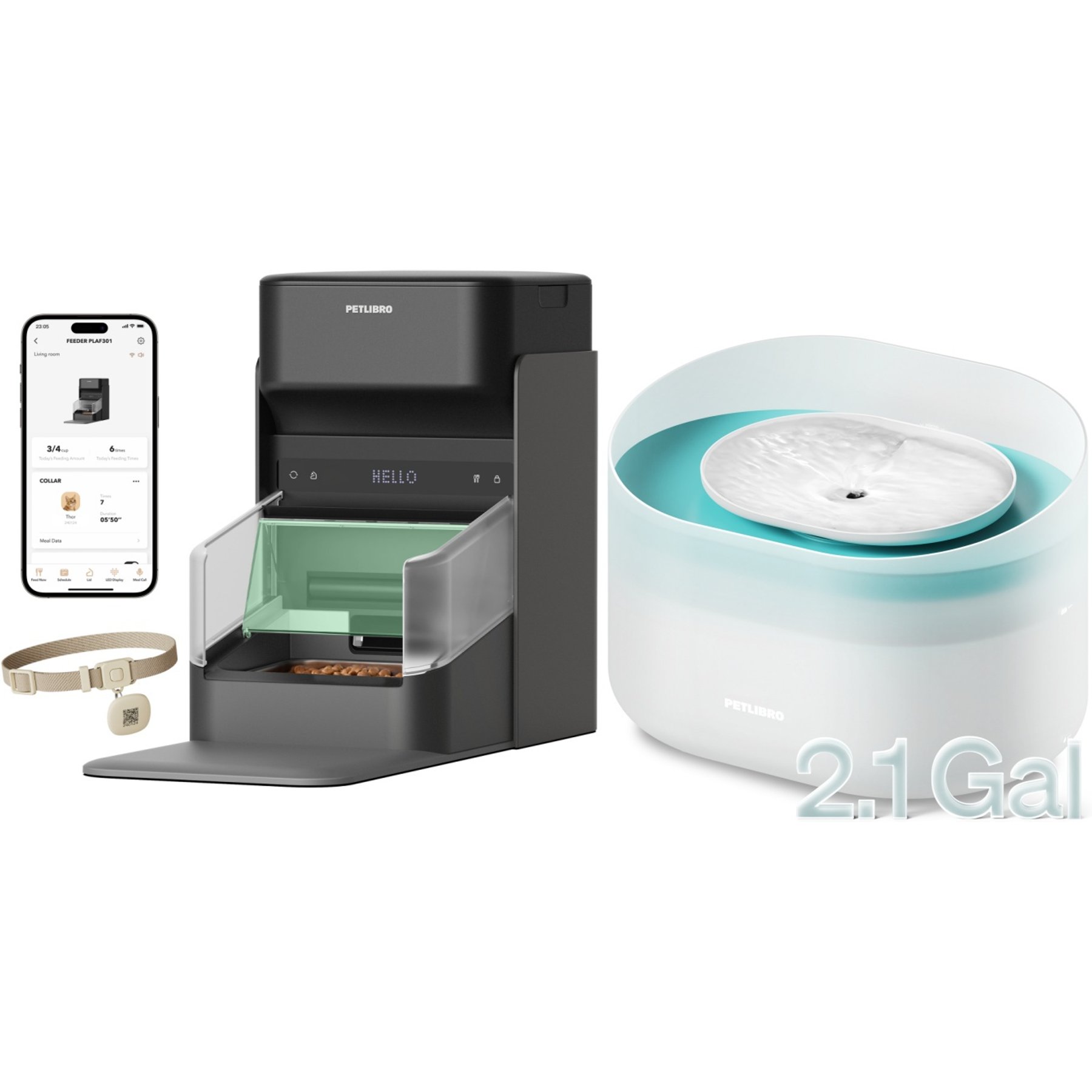 Petlibro One RFID Automatic Stainless Steel Dog & Cat Feeder & Capsule Fountain, 2 count
