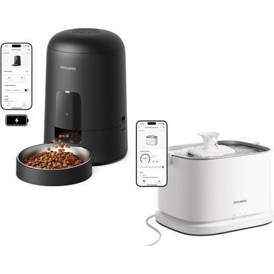 Petlibro Petlibro Air WiFi Automatic Stainless Steel Cat Feeder & Dockstream Fountain Set, Black, 2 count