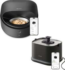 Petlibro Polar Wet Food Automatic Stainless Steel Cat Feeder & Dockstream Fountain Set, Black, 2 count
