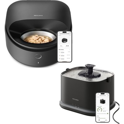 Petlibro Petlibro Polar Wet Food Automatic Stainless Steel Cat Feeder & Dockstream Fountain Set, Black, 2 count