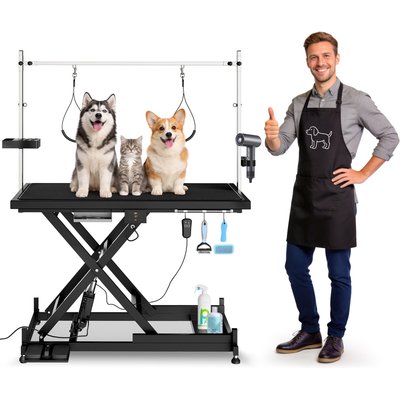 Yafylly Yafylly Heavy Duty Lift, Height Adjustable Electric 110V/220V Professional Dog Grooming Table, Medium: 8 to 36-in, Black