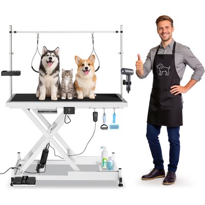 Yafylly Yafylly Heavy Duty Lift, Height Adjustable Electric 110V/220V Professional Dog Grooming Table, Medium: 8 to 36-in, White