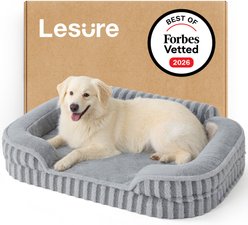 Lesure High-Back Orthopedic Dog Sofa Bed, Grey, Large
