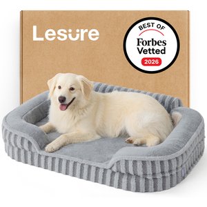 Lesure High-Back Orthopedic Dog Sofa Bed, Grey, Large