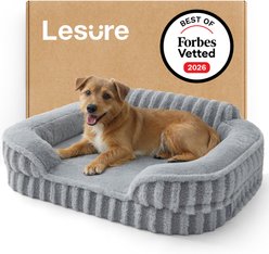 Lesure High-Back Orthopedic Dog Sofa Bed, Grey, Medium