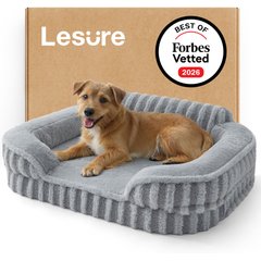 Lesure High-Back Orthopedic Dog Sofa Bed, Grey, Medium