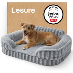 Lesure High-Back Orthopedic Dog Sofa Bed, Grey, Medium