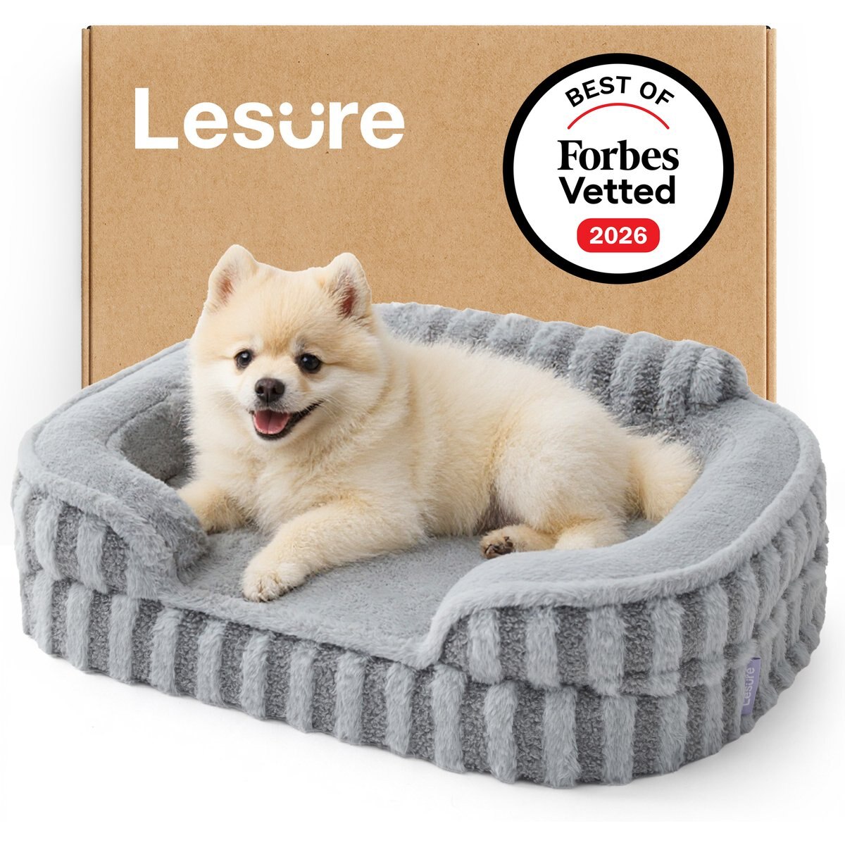 Lesure High-Back Orthopedic Dog Sofa Bed, Grey, Small