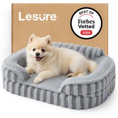 Lesure High-Back Orthopedic Dog Sofa Bed, Grey, Small