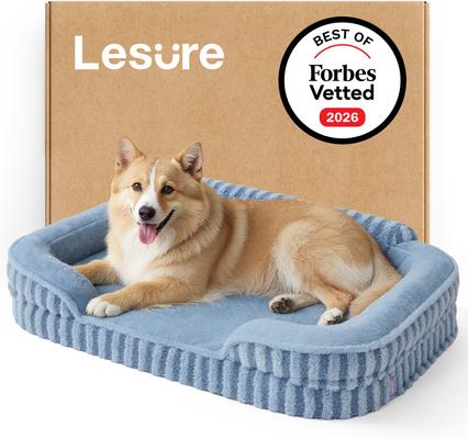 Lesure High-Back Orthopedic Dog Sofa Bed, Blue, Medium