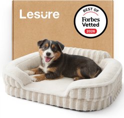 Lesure High-Back Orthopedic Dog Sofa Bed, Beige, Medium slide 1 of 8