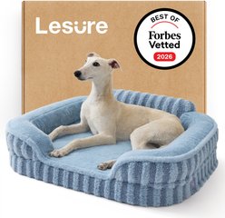 Lesure High-Back Orthopedic Dog Sofa Bed, Blue, Medium slide 1 of 8