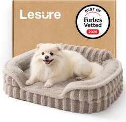 Lesure High-Back Orthopedic Dog Sofa Bed, Camel, Small slide 1 of 8