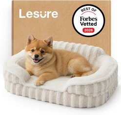 Lesure High-Back Orthopedic Dog Sofa Bed, Beige, Small slide 1 of 8