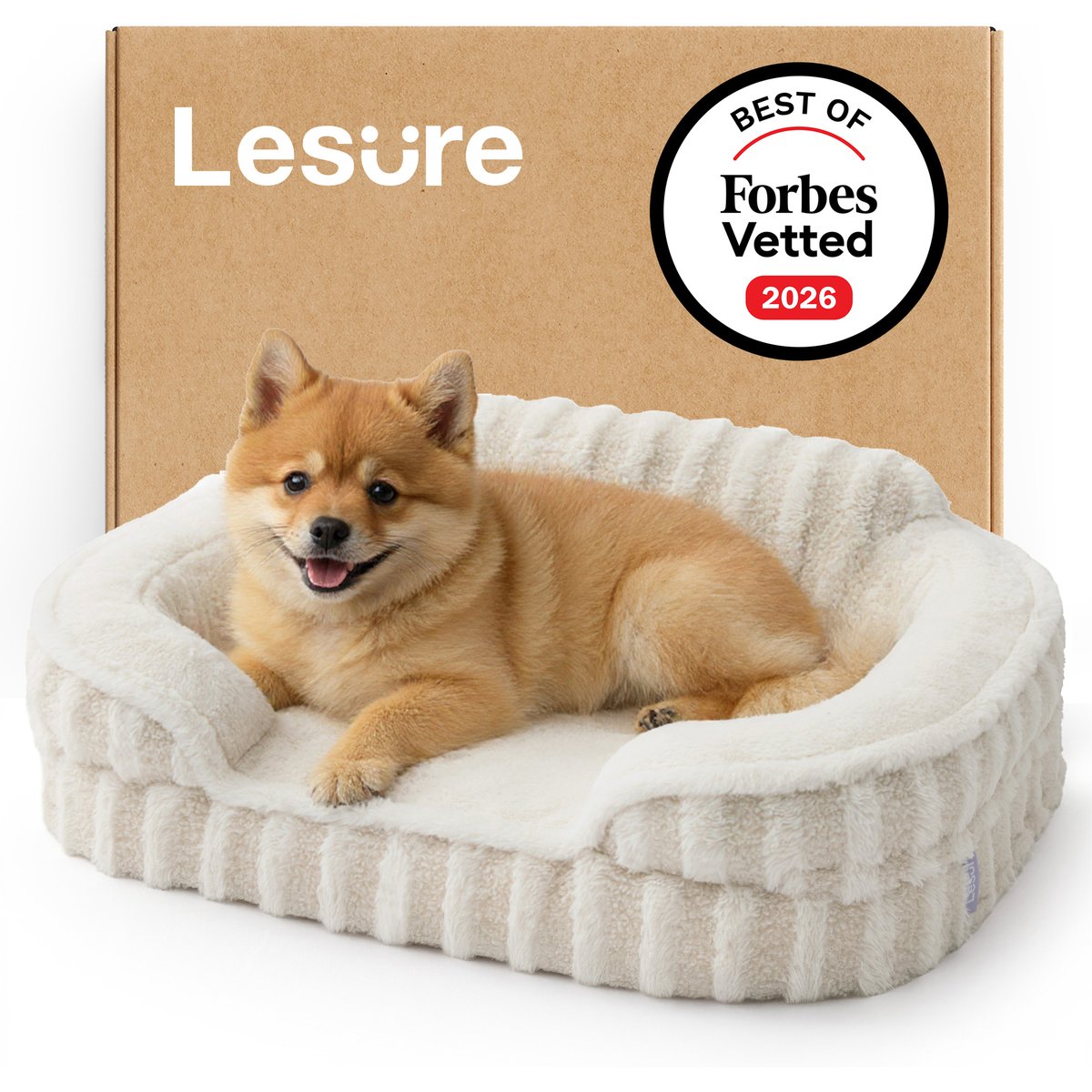 Lesure High-Back Orthopedic Dog Sofa Bed, Beige, Small