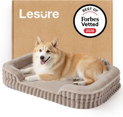Lesure High-Back Orthopedic Dog Sofa Bed, Camel, X-Large slide 1 of 8