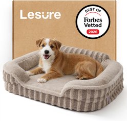 Lesure High-Back Orthopedic Dog Sofa Bed, Camel, Medium slide 1 of 8