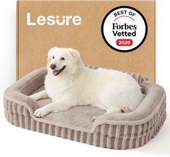 Lesure High-Back Orthopedic Dog Sofa Bed, Camel, Large slide 1 of 8