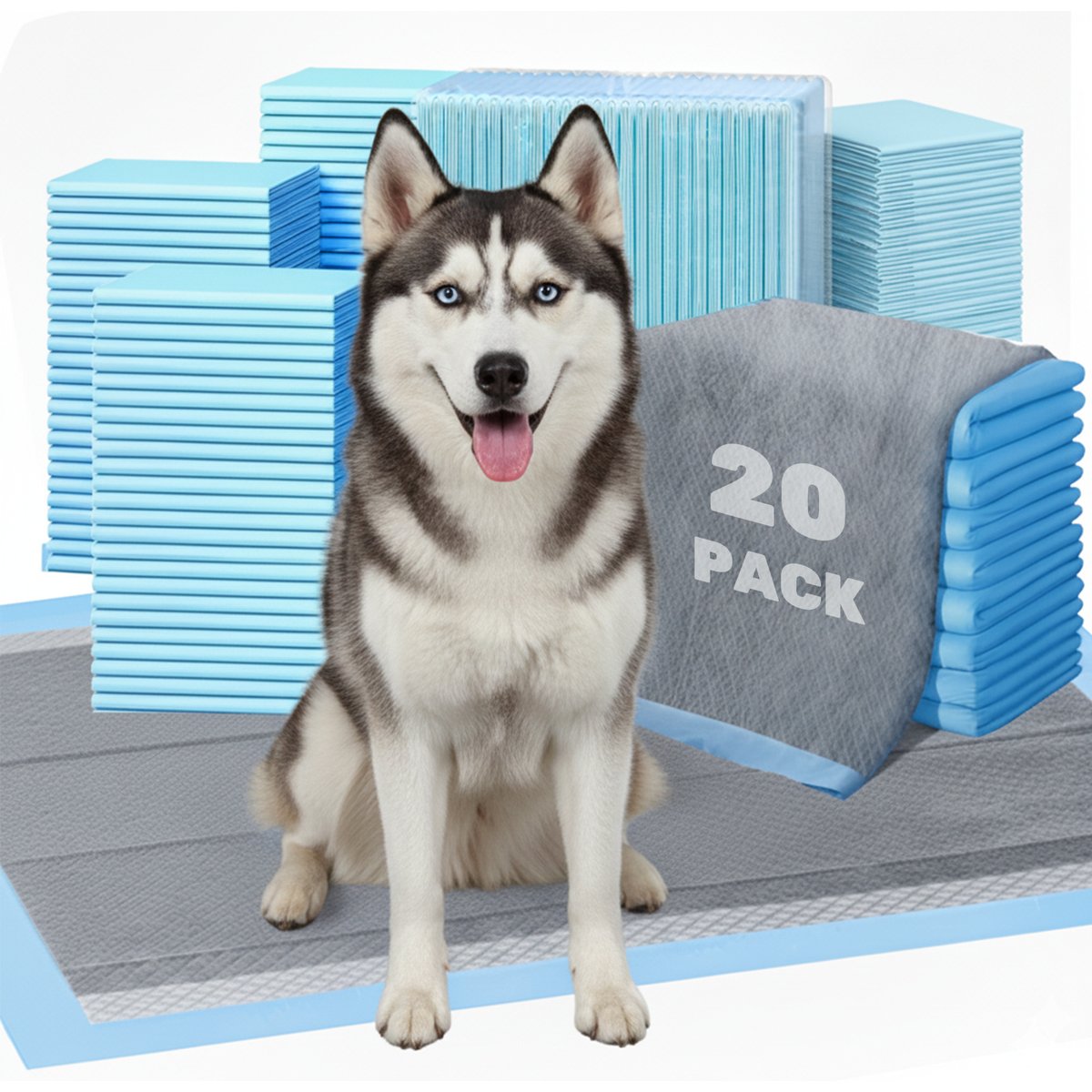 Fluffy Dream Super Absorbent Waterproof Unscented Dog Training Pads, Blue, Small: 23.6 x 35.4-in, 20 count