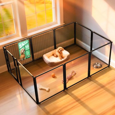 FXW FXW Indoor Dog Playpen, Black, 24-in, 5-acrylic panel + 5-metal panel