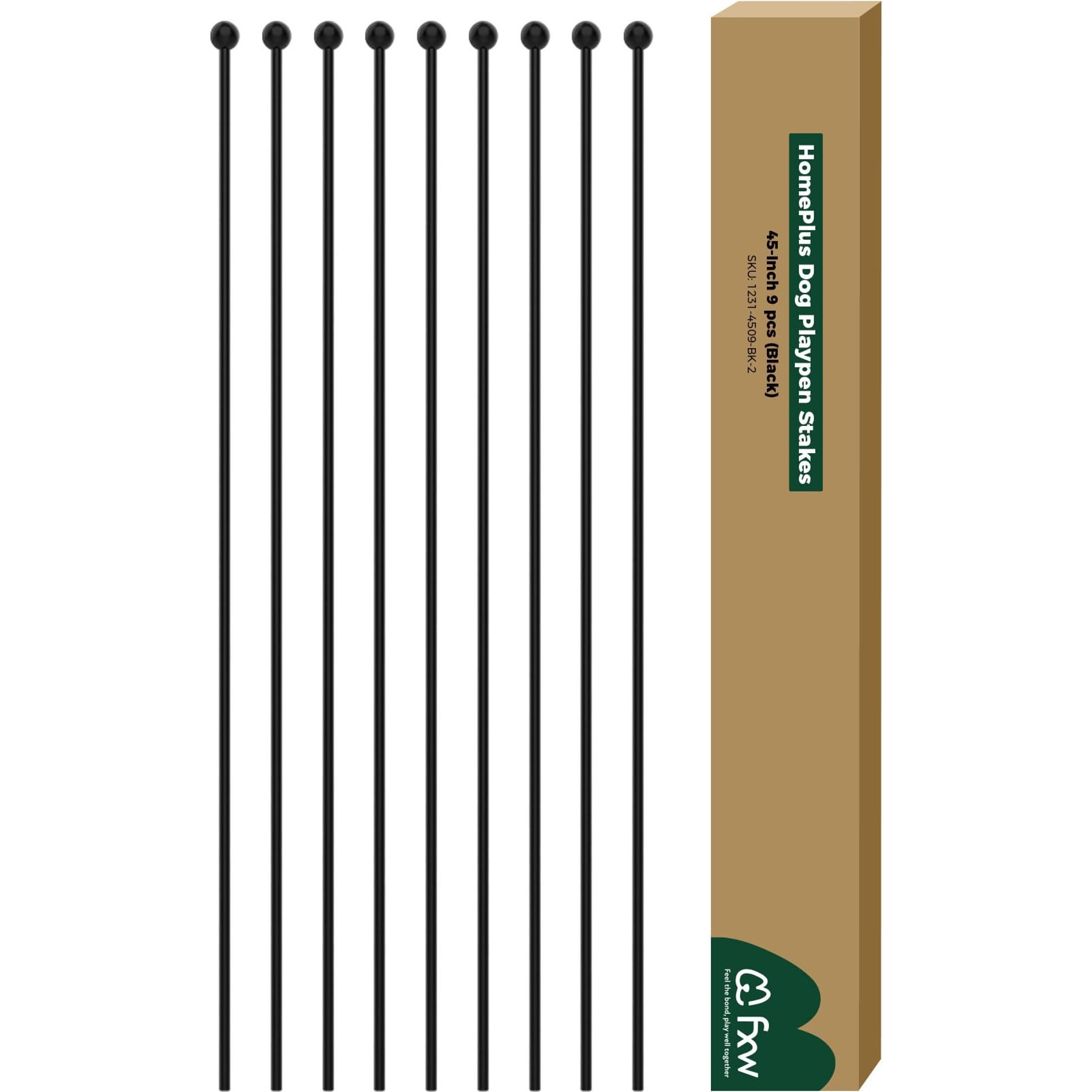 FXW Indoor Dog Playpen Replacement Stakes, Black, 9 count, 45-in