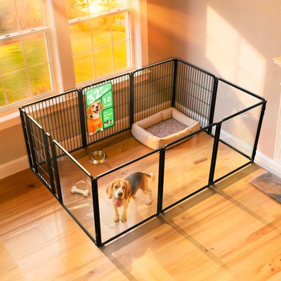 FXW FXW Indoor Dog Playpen, Black, 32-in, 5-acrylic panel + 5-metal panel