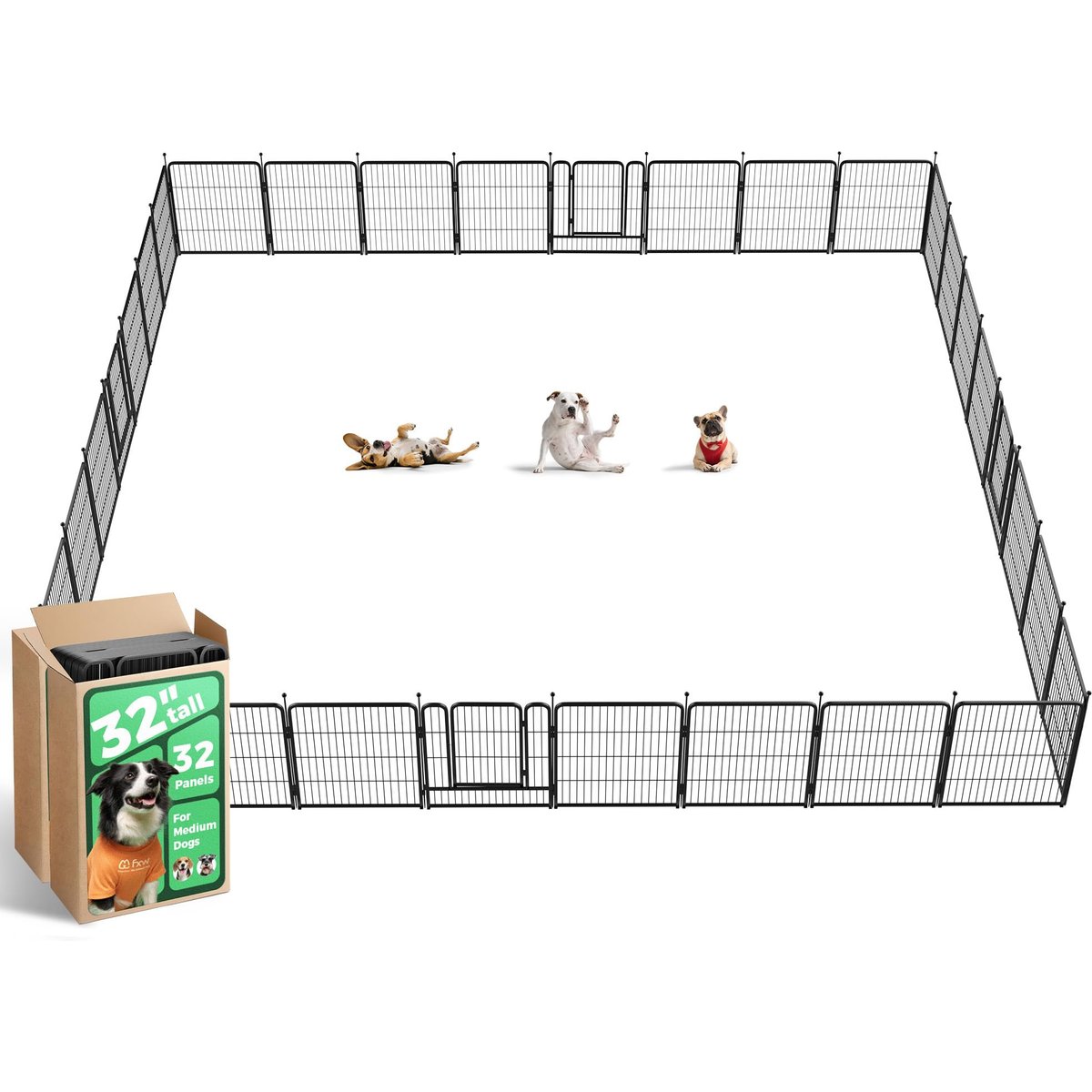 FXW Rollick Outdoor Dog Playpen, Black, 32-in, 32-panel