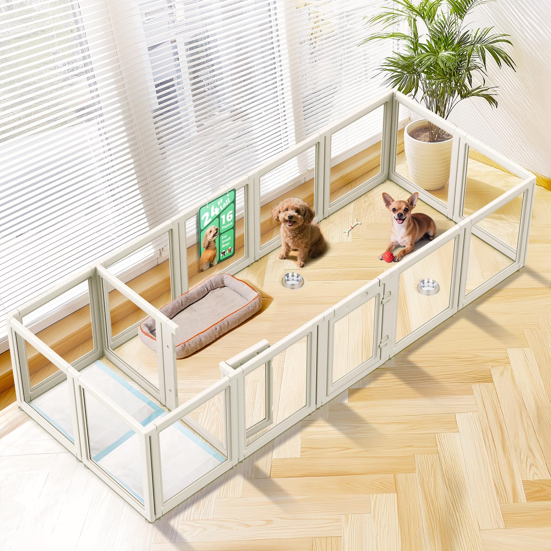 FXW AuraSpace Indoor Dog Playpen, White, 24-in, 16-panel
