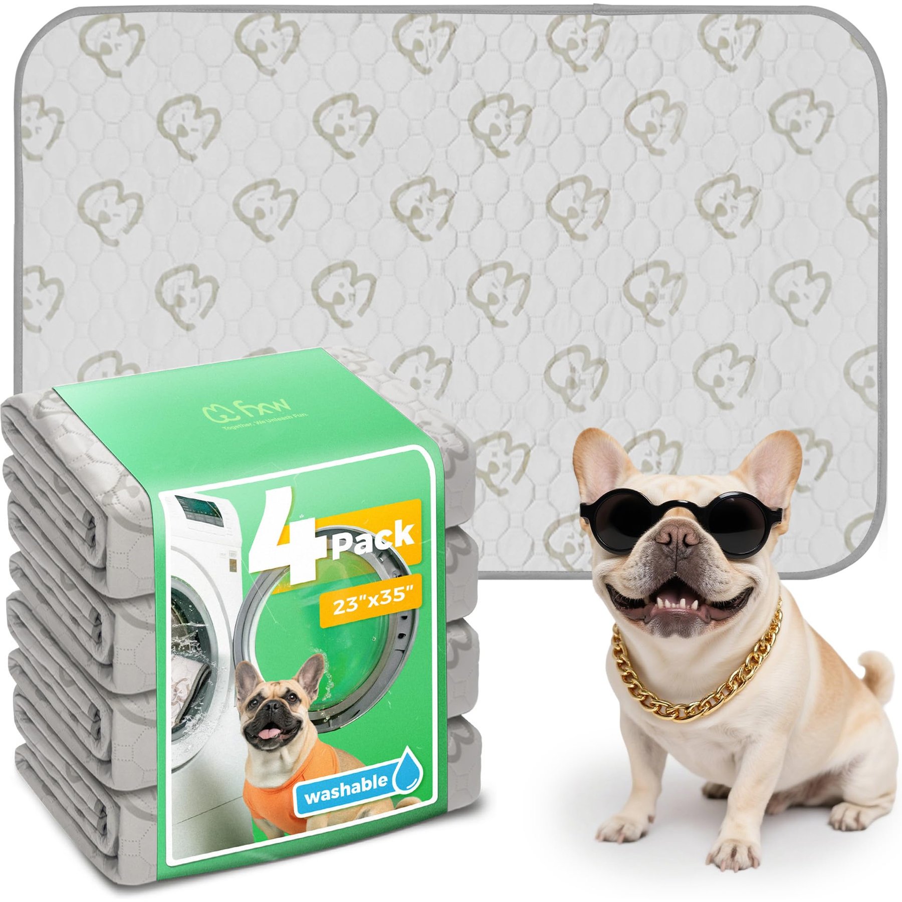 FXW Washable Dog Pee Pads, Khaki, Rectangle: 29 x 18-in, 4 count
