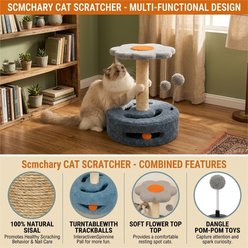 HOMAGICO Replaceable Sisal Pad & Hanging Ball Toy with Mouse Hole 18-in Linen Modern Cat Scratcher, Grey slide 2 of 6