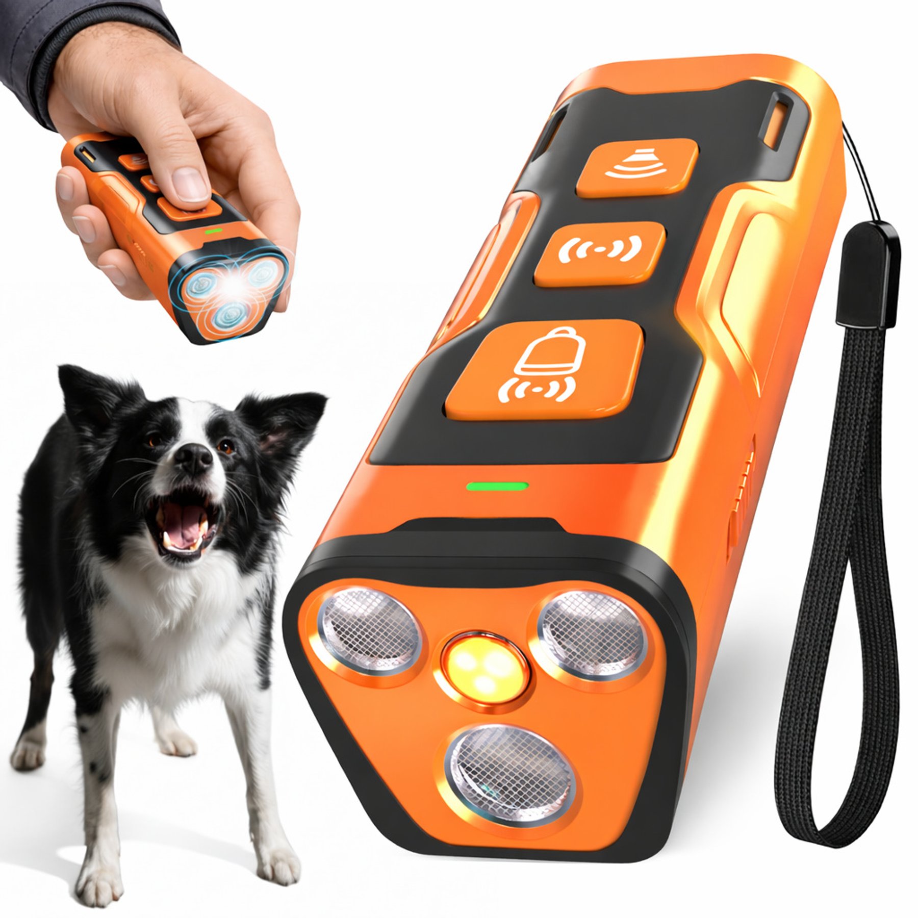 PETSPARX 3X Ultrasonic Portable Device 23-ft Range Dog Bark Deterrent, Orange