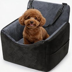 AIPERRO Safe Dog Car Booster Seat with Sturdy Straps & High-Density, Black, Medium