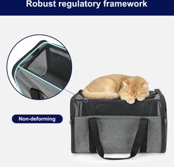 MIXJOY Double-Door Top-Loading Soft-Sided Travel Carry Bag Purse Dog & Cat Carrier, Grey, Large slide 2 of 8