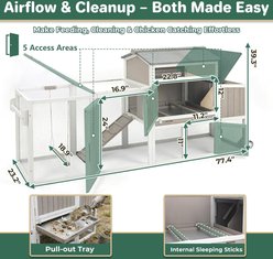 Petscosset Outdoor Chicken Coop Tractor House with Wheels & Nesting Box Flock Size Large Capacity, 77.4 x 25.6 x 39.4-in, Gray slide 2 of 9
