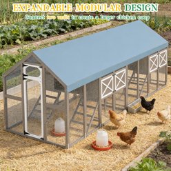 Petscosset Waterproof Cover Wooden Chicken Coop Run Cage with Nesting Boxes, 8 to 12 Chicken Flock Size Large Capacity, 94.5 x 70 x 71-in slide 2 of 7