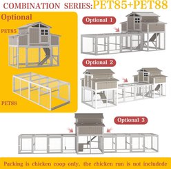 Petscosset Outdoor Chicken Coop with Run, Poultry Cage, 4 Perches & Nesting Boxes Flock Size Large Capacity, 56.3 x 35.24 x 52.8-in, Gray slide 2 of 8