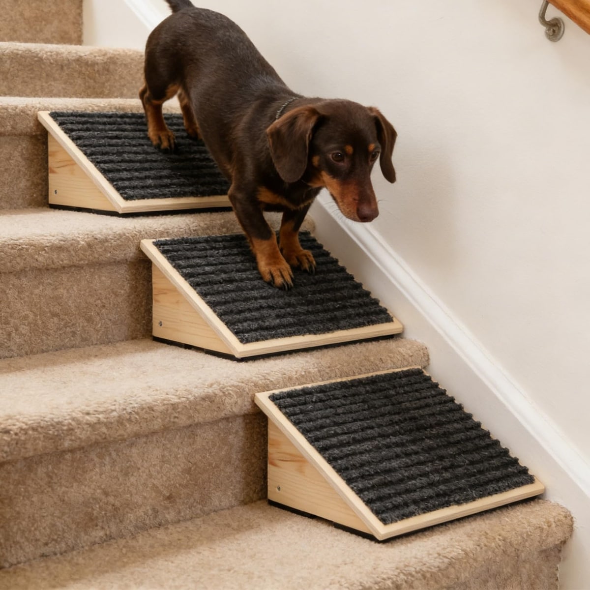 Moe Ramp MALOROY Wooden Stairs Dog & Cat Ramp with Anti-Slip Strip, 13 x 8.26 x ...