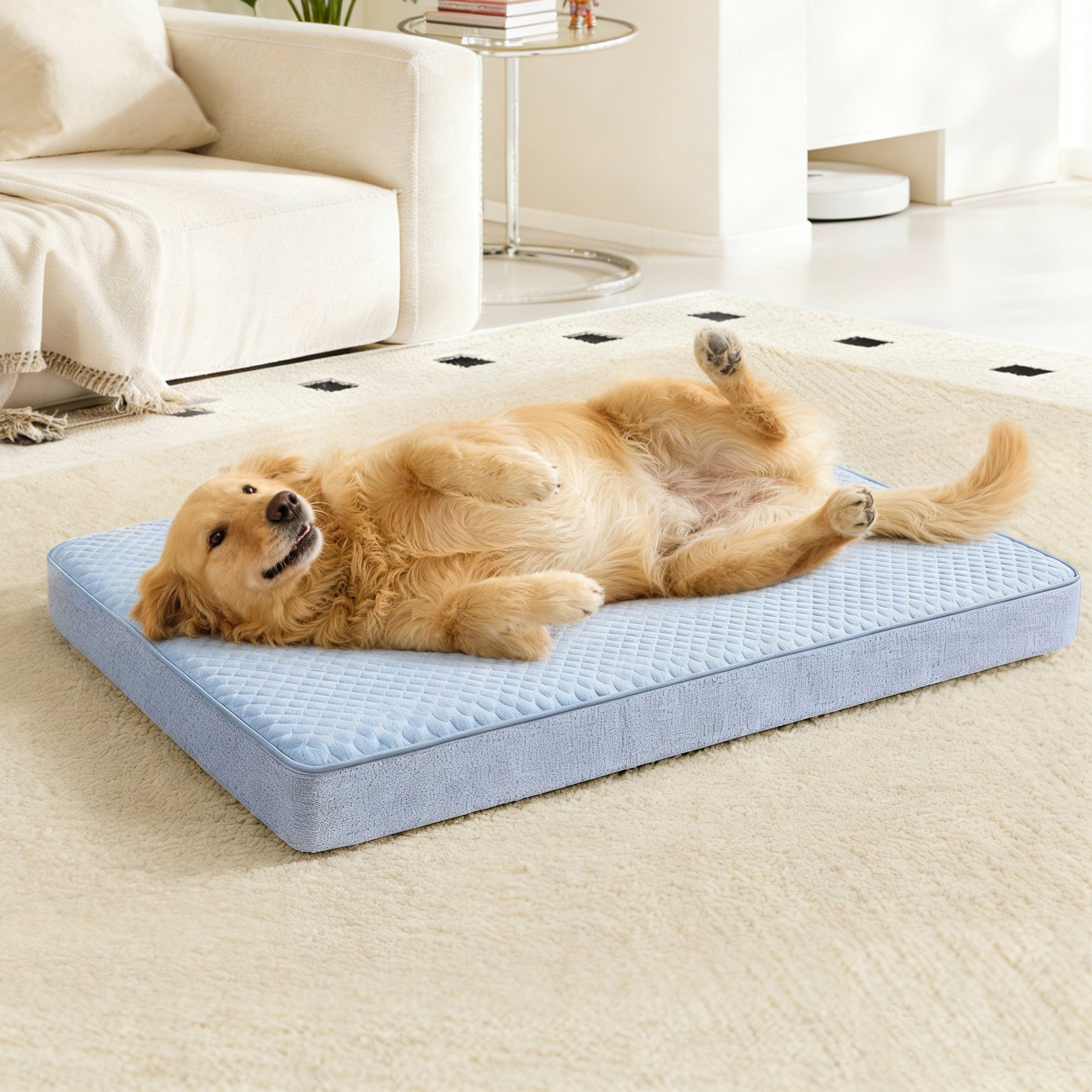 LFC PETS Cooling Orthopedic Dog Bed with Removable Cover, Blue, XX-Large