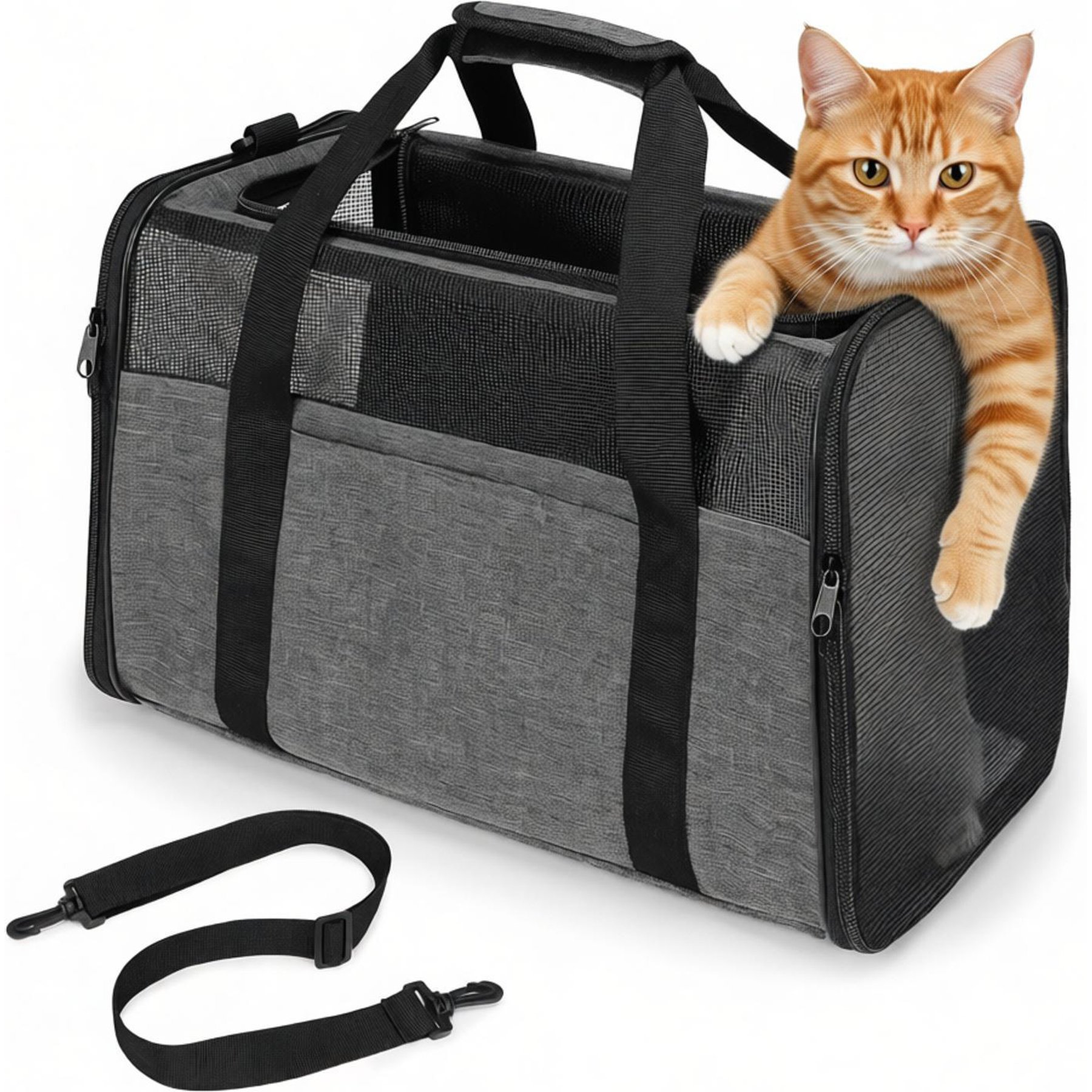 AIPERRO Travel Carry Bag Purse Dog & Cat Carrier, Grey, Large: 19-in