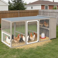Petscosset Waterproof Cover Chicken Coop Cage with Run Backyard House Flock Size Large Capacity, 92.5 x 37.4 x 41.3-in