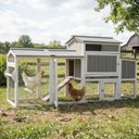 Petscosset Run Weatherproof Mobile Chicken Coop House with Wheels & Nesting Box Flock Size Large Capacity, 82.7 x 25.6 x 39.4-in, Gray