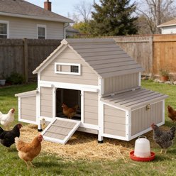 Petscosset Outdoor Chicken Coop Expandable House with 6 Nesting Boxes Flock Size Large Capacity, 61 x 33.5 x 40.2-in