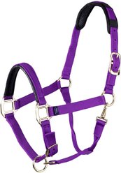 Shires Equestrian Topaz Leather Breakaway Nylon Horse Headcollar, Purple, Full